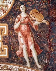 Giovane donna che suona il violino (affresco)