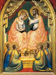 Italia, Firenze, Basilica di Santa Croce, Cappella Bandini Baroncelli, Incoronazione della Vergine, Dettaglio