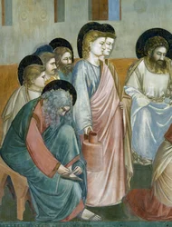 Lavanda dei piedi, (dettaglio) dalla Vita e Passione di Cristo, di Giotto