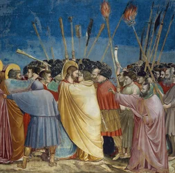 Il tradimento di Cristo, particolare del bacio, 1305 circa