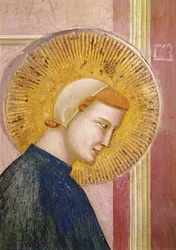 San Francesco onorato da un uomo semplice (dettaglio della testa di San Francesco), c.1297-99