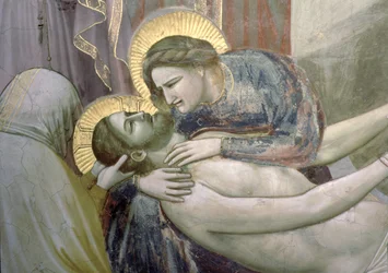 Il Compianto (dettaglio della Madonna e Cristo, c.1305)