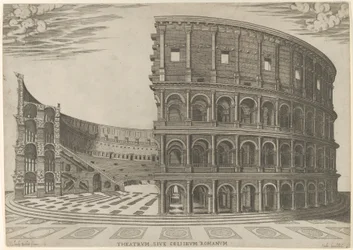 Sezione ed elevazione del Colosseo a Roma