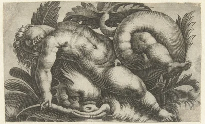 Putto dormiente su delfino (Putti op zeewezens)