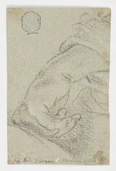 Disegno, studio: Mano sinistra in posizione appoggiata, 1650 ca.