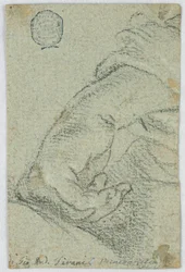 Disegno, studio: Mano sinistra in posizione appoggiata, 1650 ca.