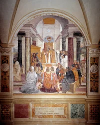 San Benedetto scomunica due suore e le assolve dopo la loro morte (affresco)
