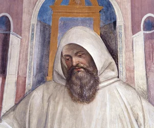 San Benedetto dà la regola ai monaci olivetani (dettaglio)