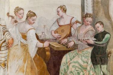 Giovane ragazzo e dame di corte, dettaglio di Il Concerto, Sala Principale, c.1570