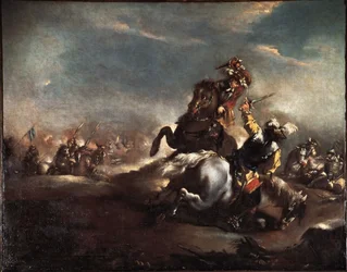 Duello di cavalieri. Dipinto di Giovanni Antonio Guardi (1699-1760) Venezia, Museo Correr