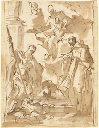La Madonna e il Bambino in gloria con San Teodoro e un santo monastico
