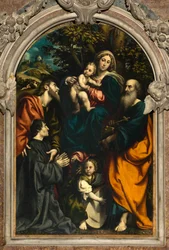 Altare di Santa Caterina, Madonna con Bambino tra i Santi Filippo e Giacomo e il donatore Giacomo Schizzi