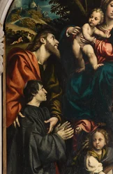 Altare di Santa Caterina, Madonna col Bambino tra i Santi Filippo e Giacomo e il donatore Giacomo Schizzi (dettaglio)