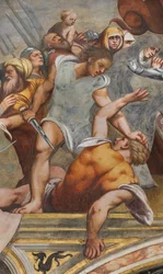 Navata centrale, Prima Campata Sud, Cristo inchiodato alla Croce, Il Pordenone