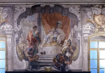 Annibale (247 a.C. - 183 a.C.) ordinò il rilascio di un prigioniero. Affresco di Giambattista Tiepolo (1696 - 1770). Palazzo Dugnani a Milano