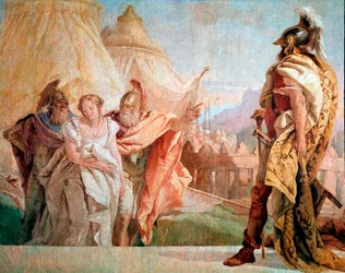 Iliade di Omero: Taltibio ed Eriate portano Briseide da Agamennone. Affresco di Giambattista Tiepolo