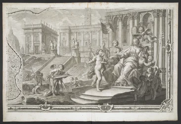 Figura femminile incoronata, dalla Nuova Pianta di Roma, data in luce da G. Nolli