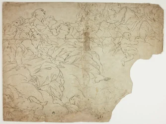 Santi o figure allegoriche e putti sulle nuvole