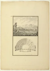 Vista e pianta del Teatro di Hierapolis (ora Pamukkale), c.1750