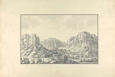 Vista di città collinari o rovine vicino a Damasco