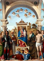 Madonna col Bambino in trono con i santi Caterina, Giorgio, Nicola, Antonio Abate, Sebastiano e Lucia