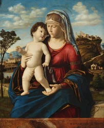 Madonna con bambino in un paesaggio