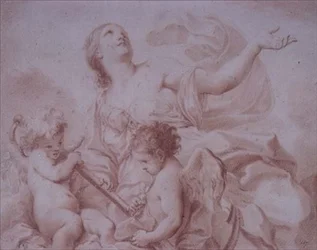 Figura della Speranza, con due Cupidi alati che tengono un
