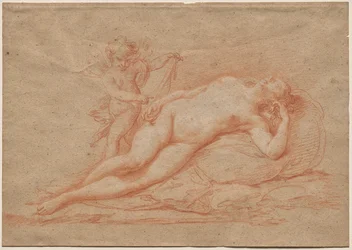 Nudo reclinato con Cupido