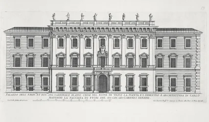 Vista della facciata di Palazzo Chigi, Roma, progettato da Matteo di Castello, Carlo Maderno (1556-1629) e Giovanni Bernini (1598-1680)