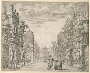Scenografia per la Scena 3, "La Vita Humana overo," da "Il Trionfo della Pietà"