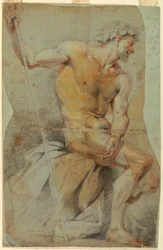 Disegno, Studio di un anziano nudo, Bacco o uno dei suoi compagni, 1660-70