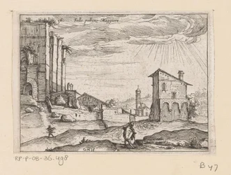 Rovine del Palazzo Maggiore a Roma e edifici nei dintorni (Sallo pallazo Maggiore) (Vedute di Roma) (Alcune vedute et prospettive di luoghi disabitati di Roma)