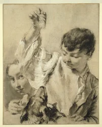 Giacomo dà da mangiare a un cane