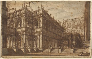 Un antico foro con portici