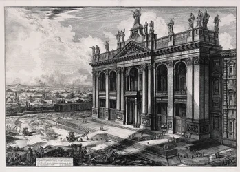 Veduta della facciata della Basilica di San Giovanni in Laterano (da: Vedute di Roma)