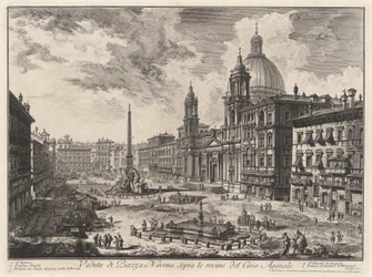 Veduta di Piazza Navona sulle rovine dello stadio di Domiziano (da: Vedute di Roma)