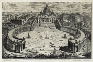 Veduta della piazza e della Basilica di San Pietro in Vaticano (da: Vedute di Roma)