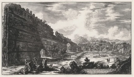Veduta dei resti del Castro Pretorio nella Villa Adriana a Tivoli (da: Vedute di Roma)