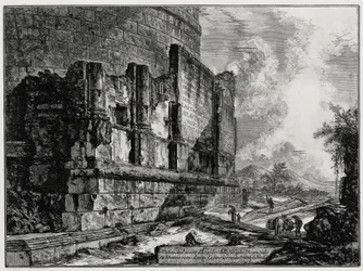 Veduta dei resti della tomba dei Plautii presso Tivoli (da: Vedute di Roma)