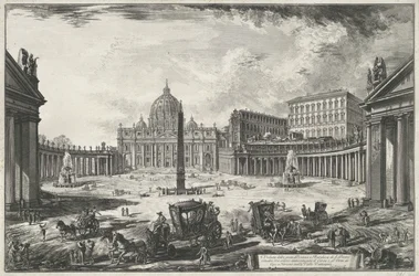 Veduta di Piazza San Pietro con la Basilica di San Pietro a Città del Vaticano