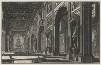 Veduta interna della basilica di San Giovanni in Laterano (da: Vedute di Roma)