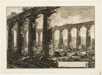 Vista interna del tempio che si crede fosse dedicato a Giunone, da Diverse vedute di Paestum