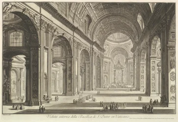 Veduta interna della Basilica di San Pietro in Vaticano, da «Vedute di Roma» (Vedute romane)