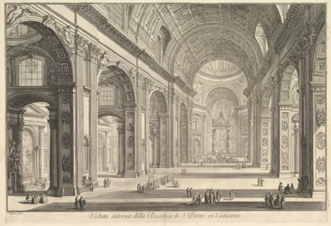 Veduta interna della Basilica di San Pietro in Vaticano, da Vedute di Roma
