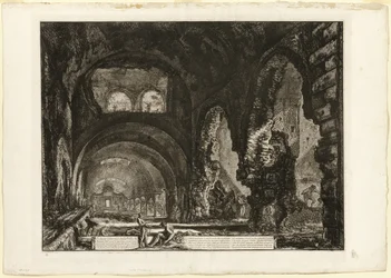 Vista interna della villa di Mecenate, da Vedute di Roma