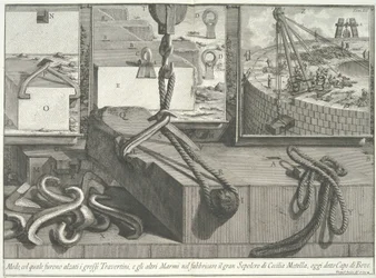 Mezzi con cui venivano sollevati i grandi blocchi di travertino e marmo..., 1756-57