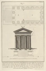 Pianta e facciata del Tempio della Fortuna Virilis, Tempio della Fortuna Virile, dal s..., 1756
