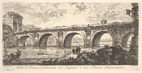 Tavola 16: Il ponte di Rimini costruito dagli imperatori Augusto e Tiberio, ca. 1748