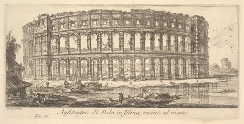 Tavola 23: Anfiteatro di Pola in Istria vicino al mare Anfiteatro di Pola in Istria vi..., ca. 1748