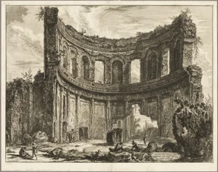 Resti del cosiddetto Tempio di Apollo a Villa Adriana, Tivoli, da Vedute di Roma